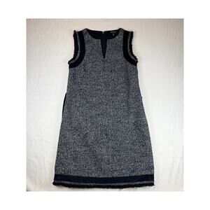 Ellen Tracy Women's Split Neck Shift Dress Night Sky Multi Sz 4